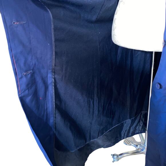 Vintage Investment Hooded Belted Trenchcoat Blue and Red Women's Size 10 - Picture 12 of 16